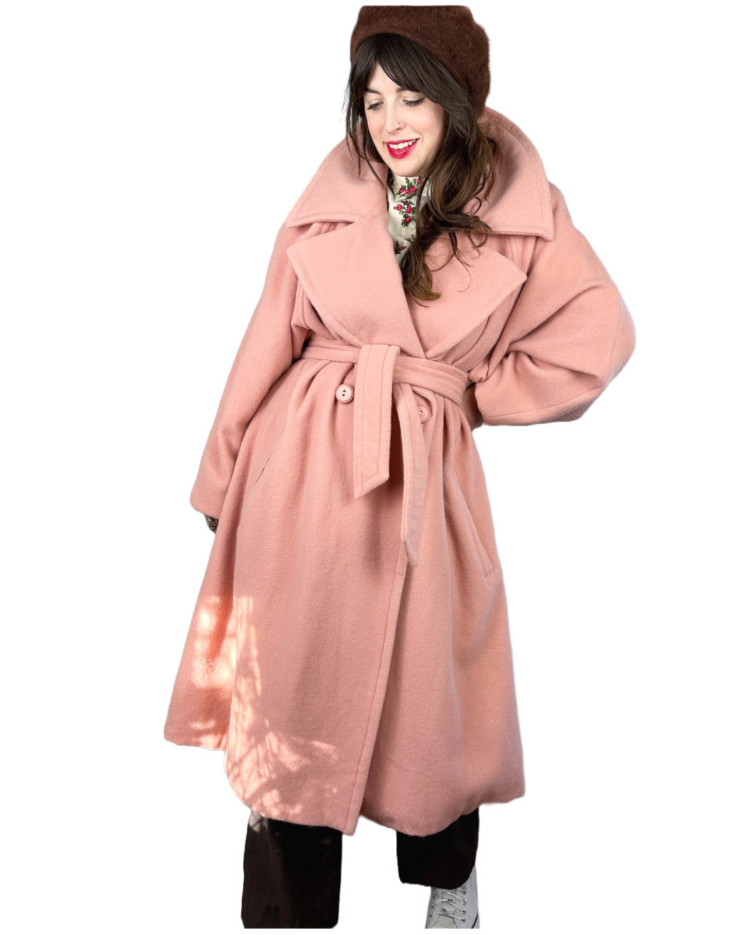 Vintage 90s Bubblegum Pink Cashmere Swing Coat