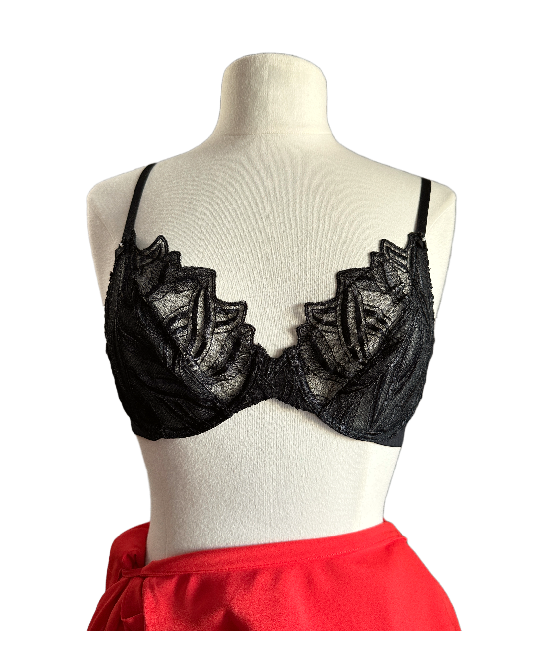 Vintage Black Lace Botanical Bra