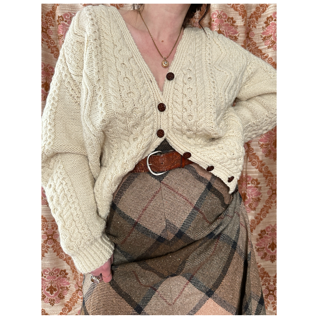 Vintage Cream Fisherman Cardigan