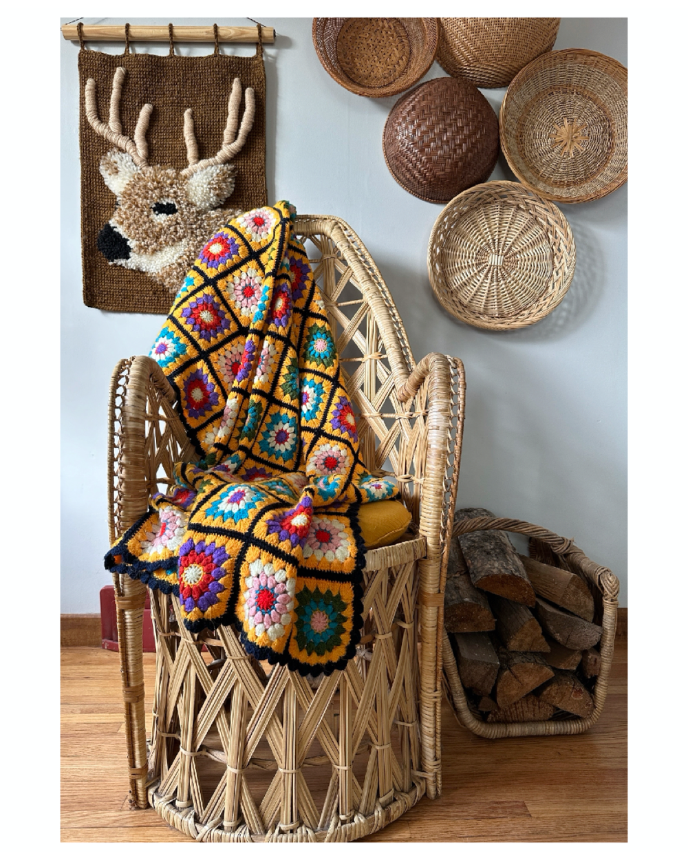 その他 USA Vintage Granny Blanket Vintage Granny Square Blanket 41”x51” — ELECTRIC EYE VINTAGE