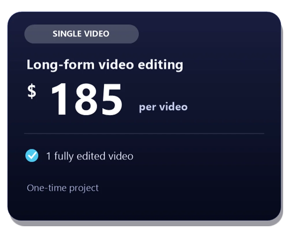 Single long-form video editing project — $185