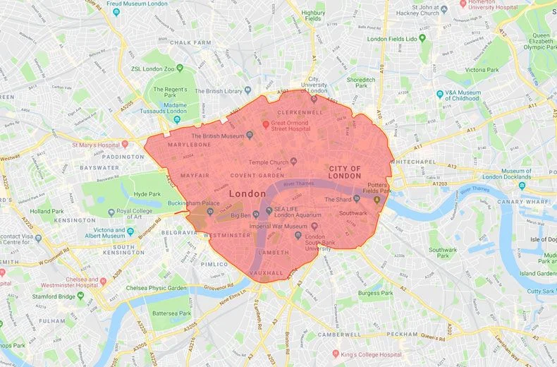 Image: TfL, map data ©Google 2019