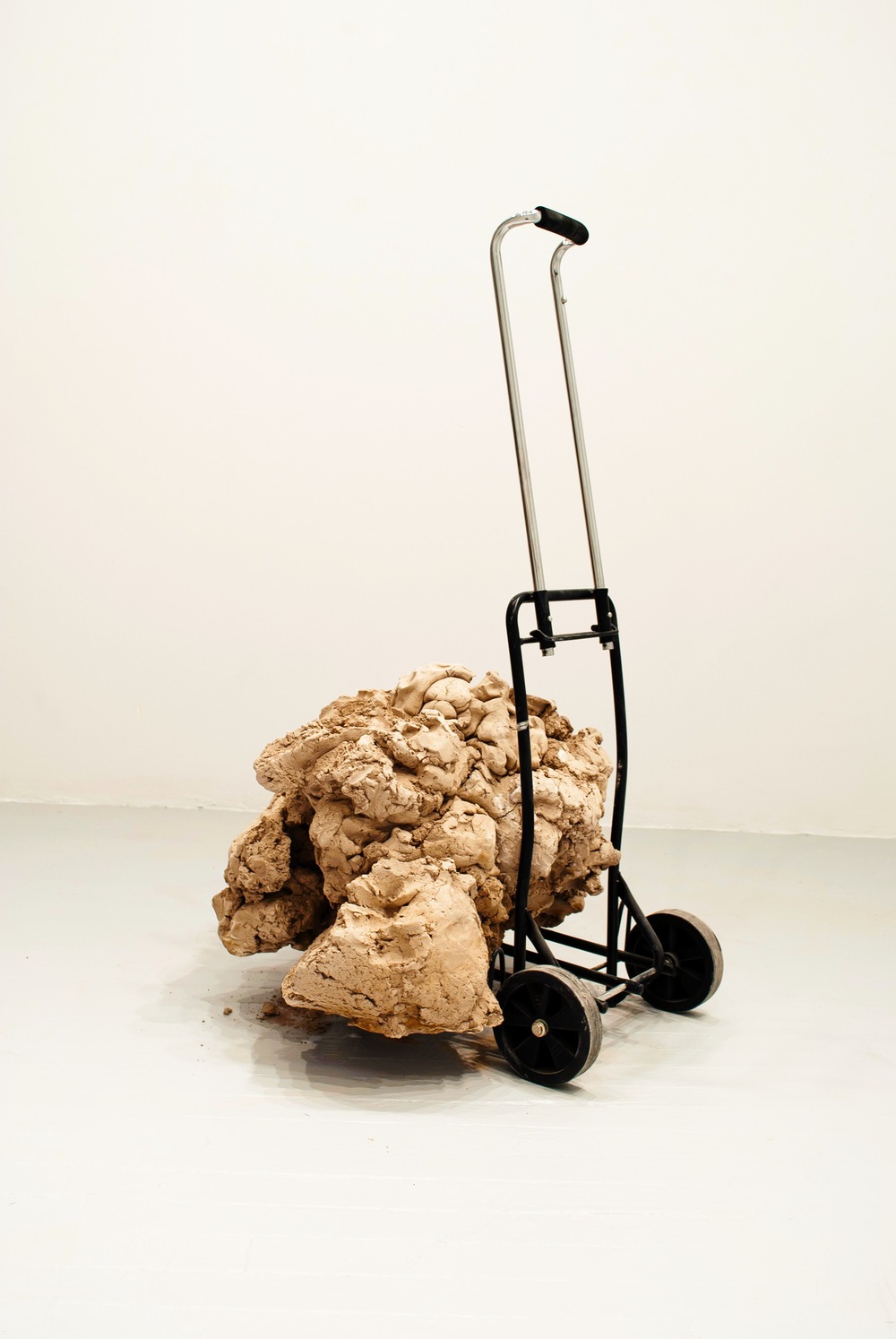  BEN PETERSON - A little extra baggage - Unfired clay (terracruda), readymade luggage cart,&nbsp;36"x28"x25" 