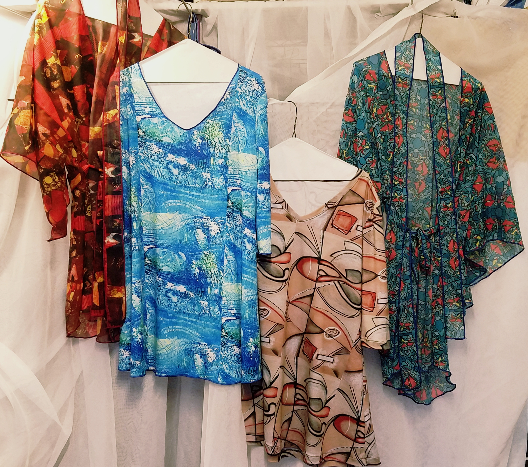  Samples of kimono style tops and prototypes of a tunic pattern design. 