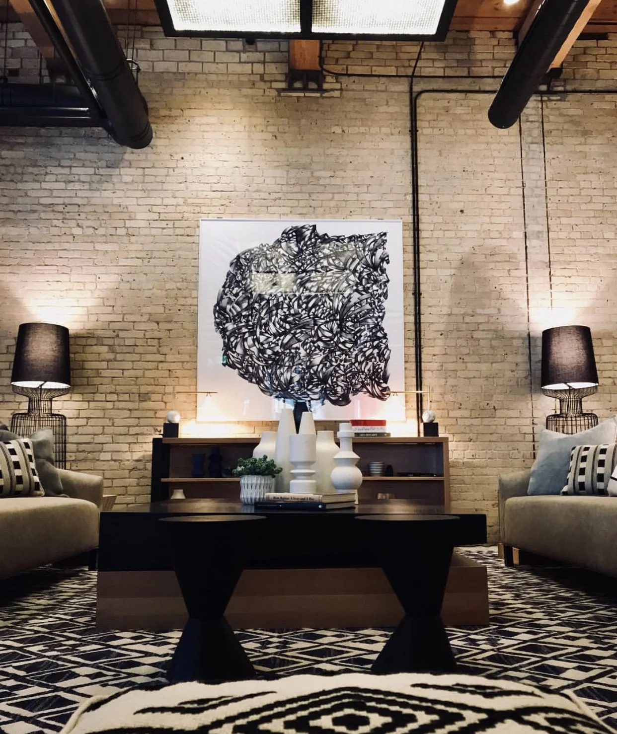 6' Print of One of Gretchen's Large Line Drawings - Installed at Canopy by Hilton, Mill District, Minneapolis