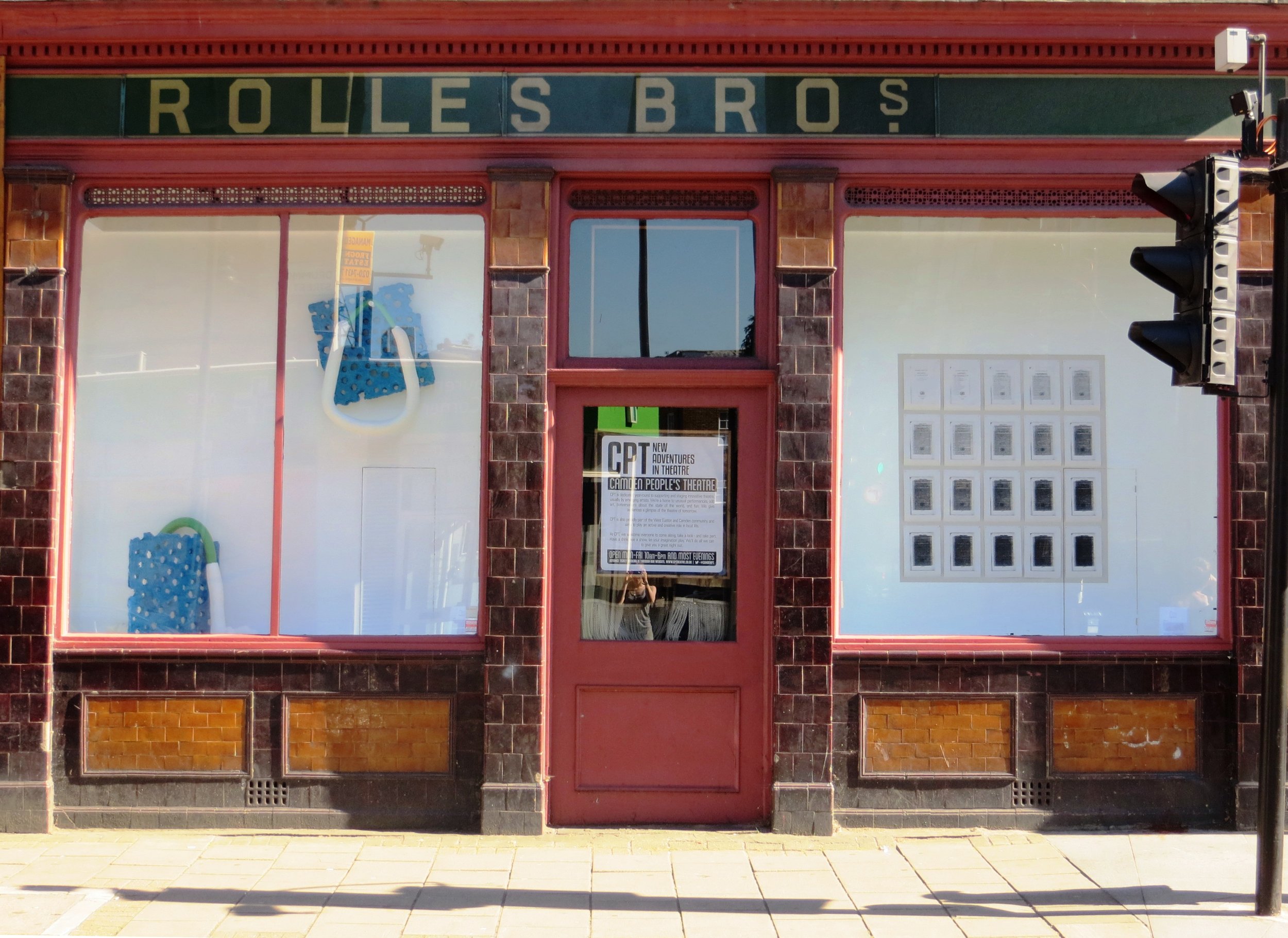  Summer 2016. Oliva Bax (left) and Kasper Pincis (right), Camden Peoples Theatre windows. 