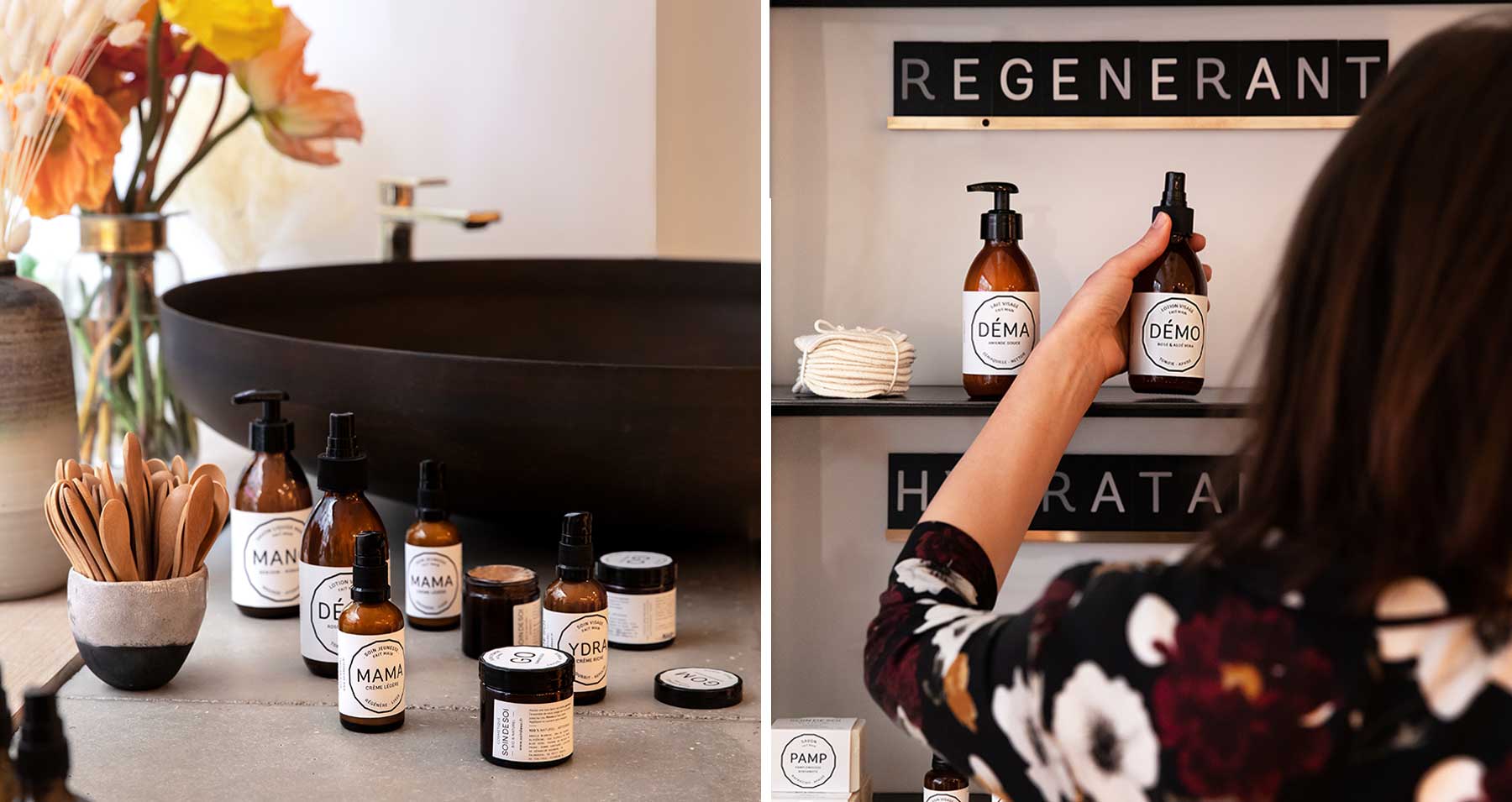 Some of the product lines available in the boutique.