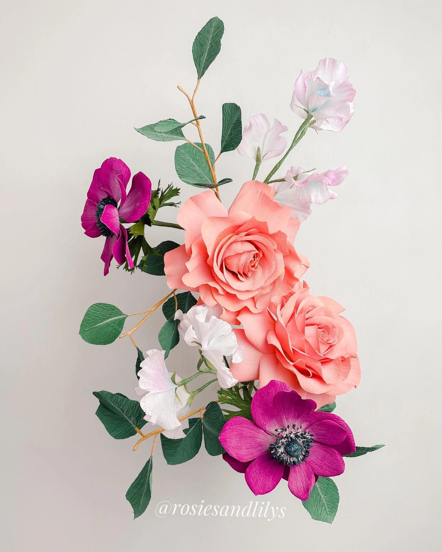 Roses, sweet peas, and anemones with eucalyptus. Some of the beauties I made last month. 

Just a thought&hellip;my whole purpose is to help bring joy to others, flowers just happen to be my passion and a big fat cherry on top. If my flower art is ho