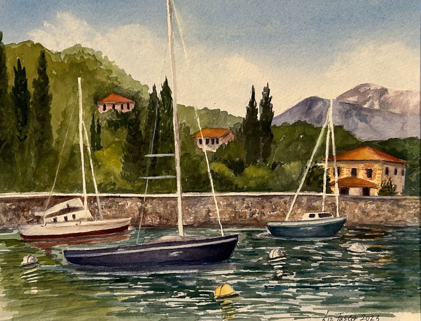 &quot;Borgo di Pescallo&quot;, by Elizabeth Fusco. 2023.
🌟 Elizabeth teaches Watercolor to students of all levels
🥖This year, she's running a plein air workshop in France. (SOLD OUT)
🍷Get ready for her art retreat to Crete in 2025!!!
SIGN UP on ou