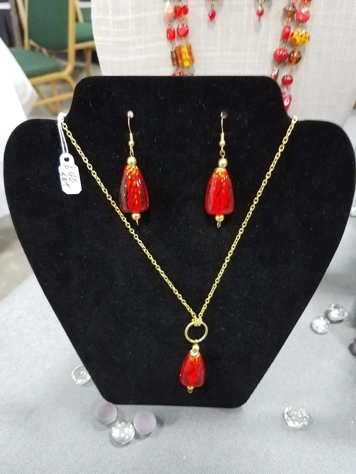 Red and Gold Lampwork Bead Set