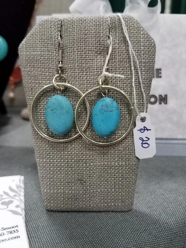Reconstituted turquoise bean earrings