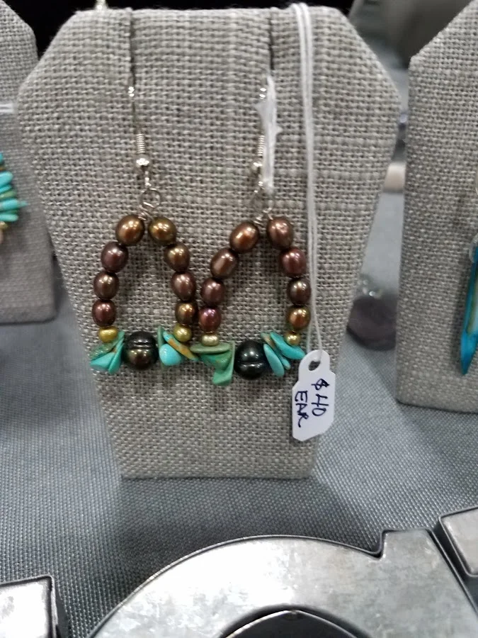 Freshwater Pearl and Turquoise Chip Bead Earrings