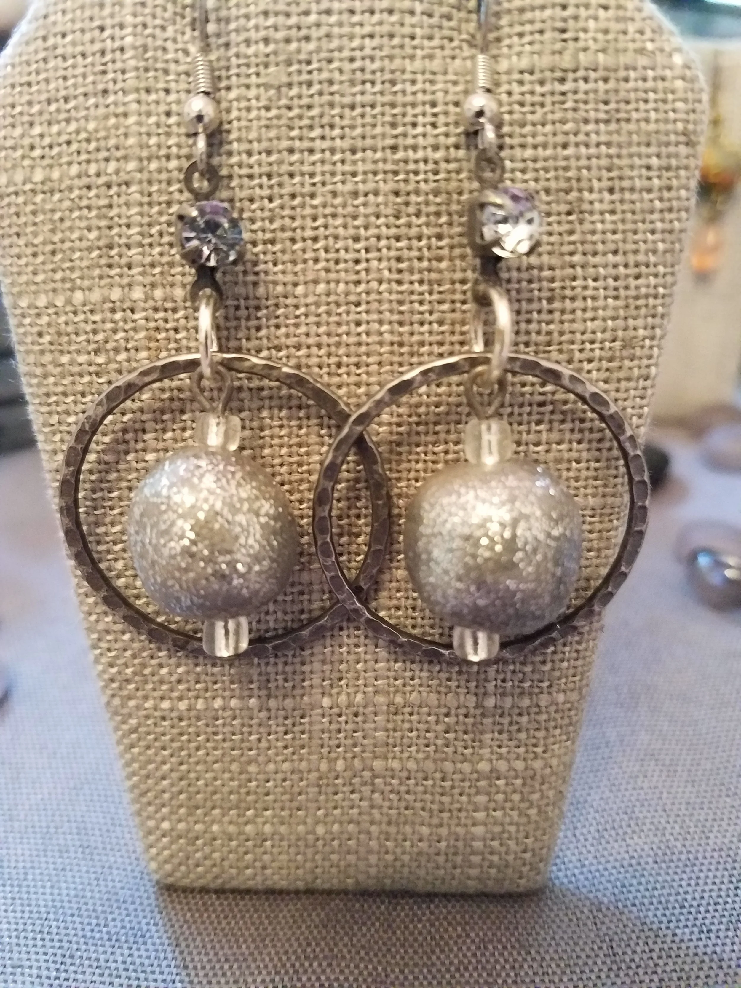 Silver polymer clay and white crystals
