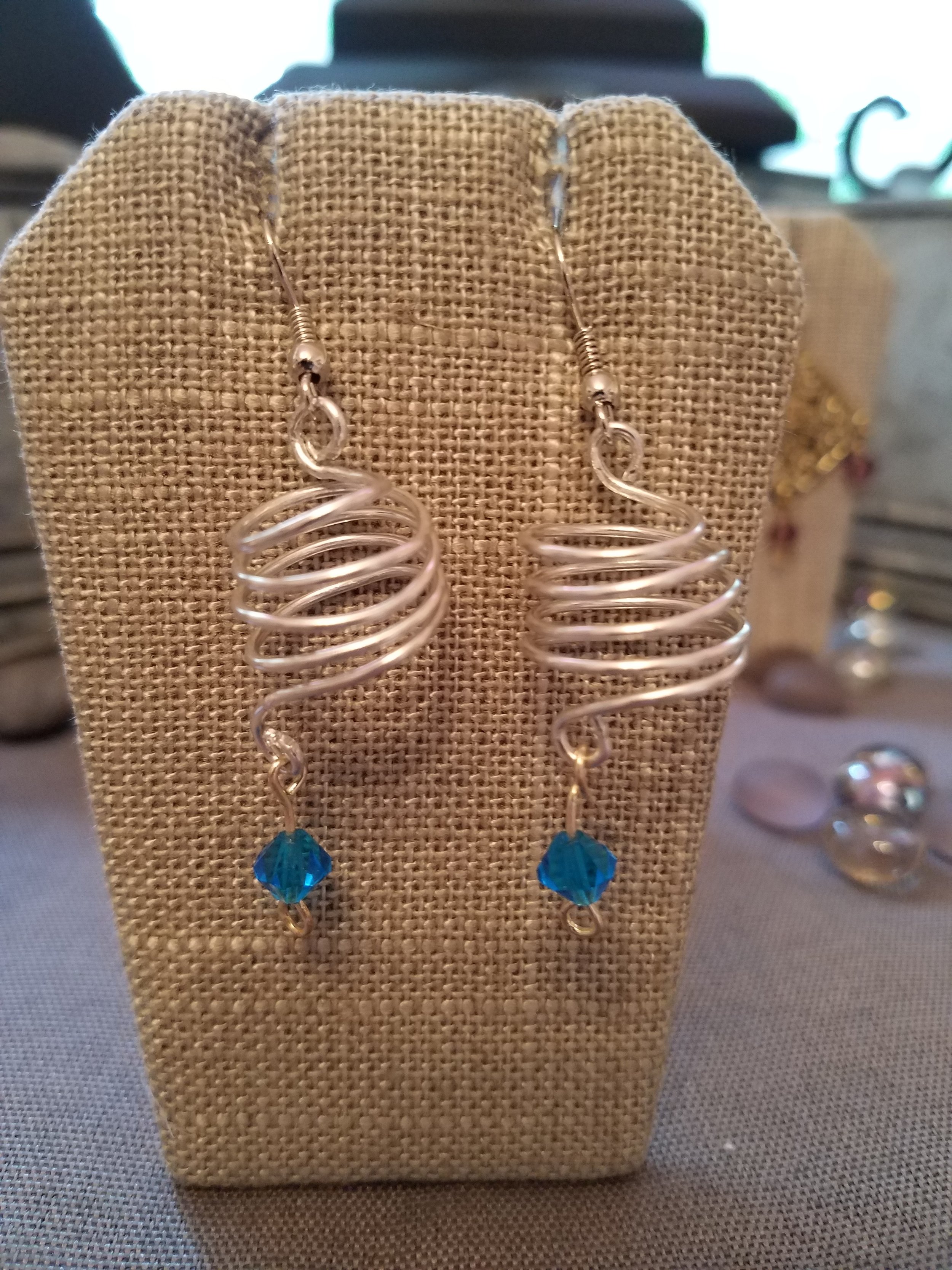 Antique silver diamond with sapphire blue crystals