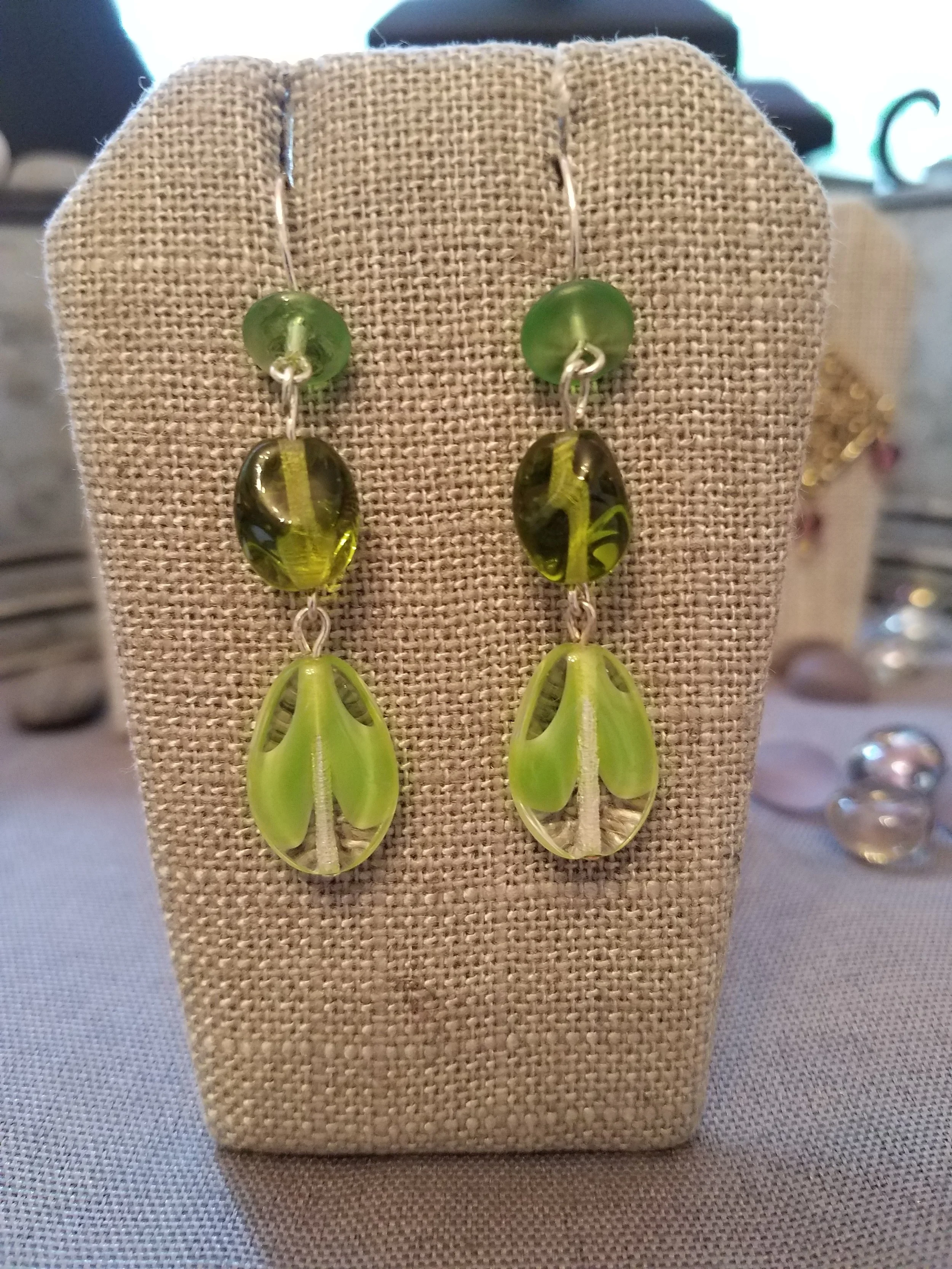 Multi green glass beads 