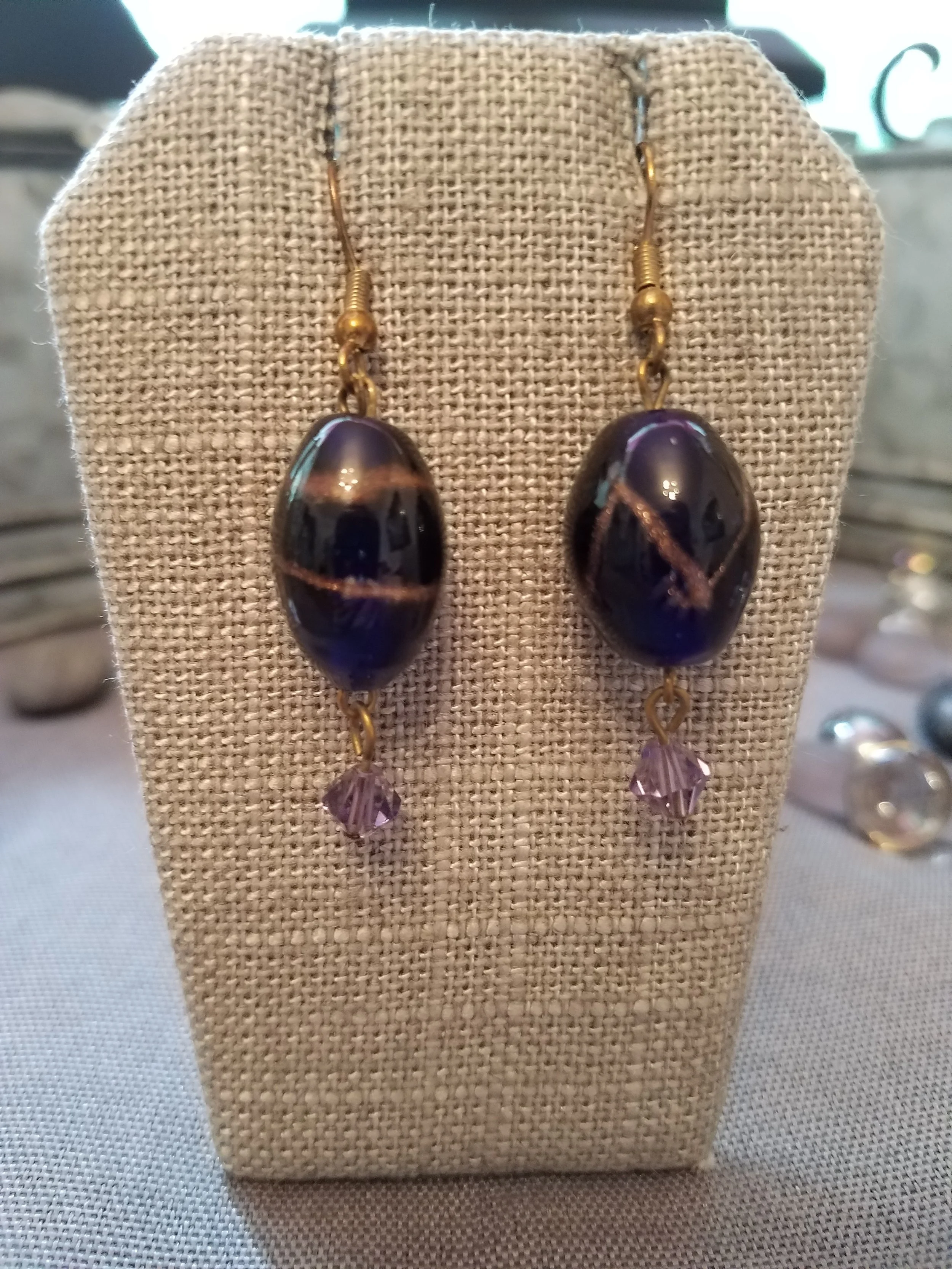 Purple murano glass beads and purple crystals murano glass beads and purple crystals