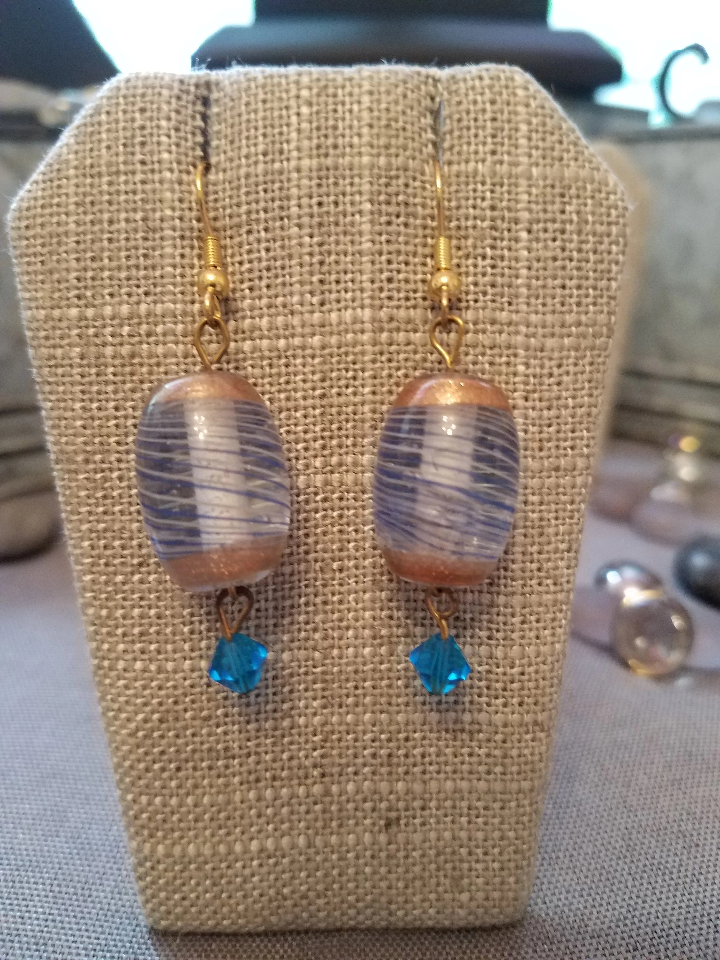 Murano glass blue silver and blue crystals