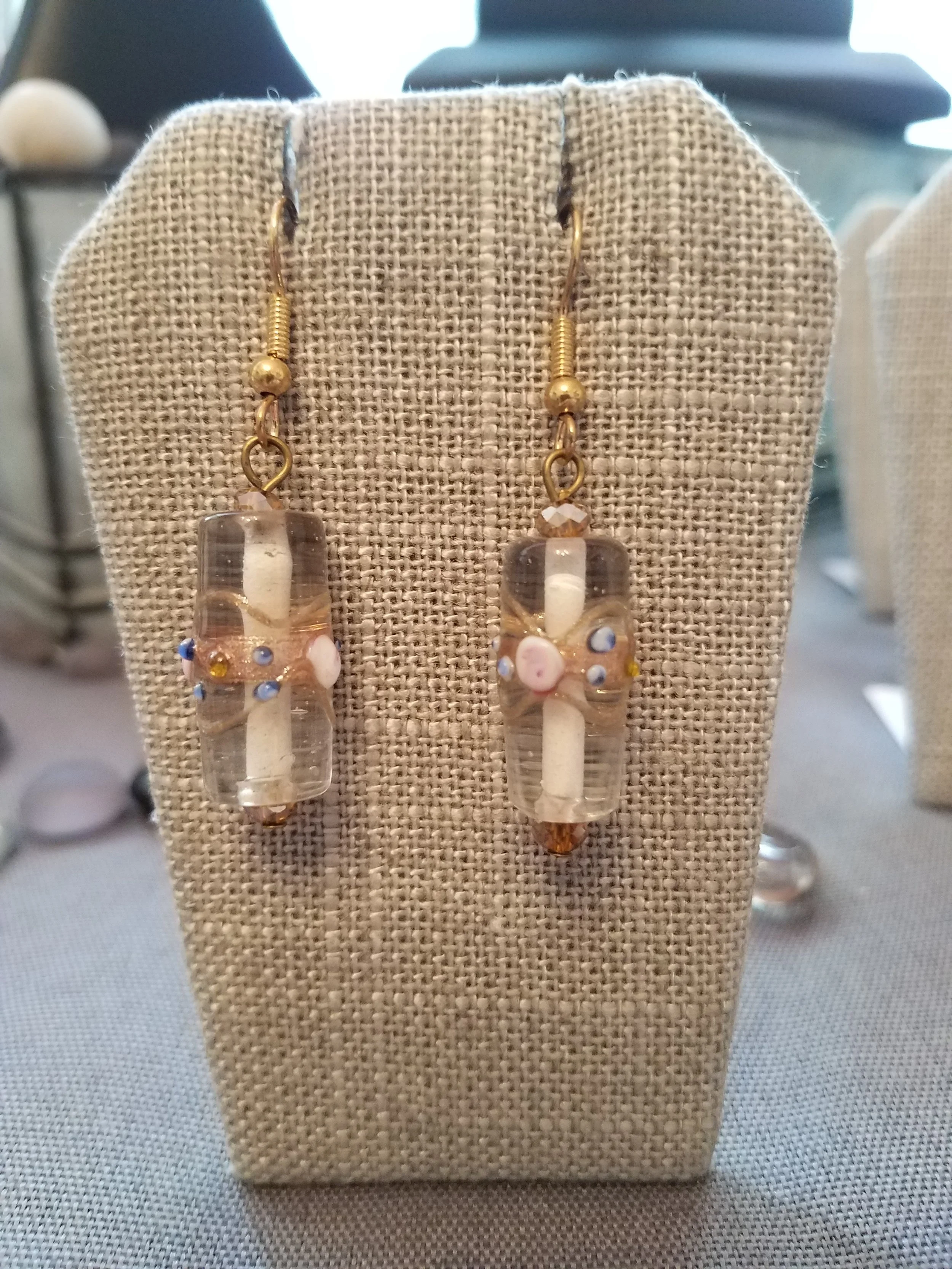 Lampwork bead and champagne crystals