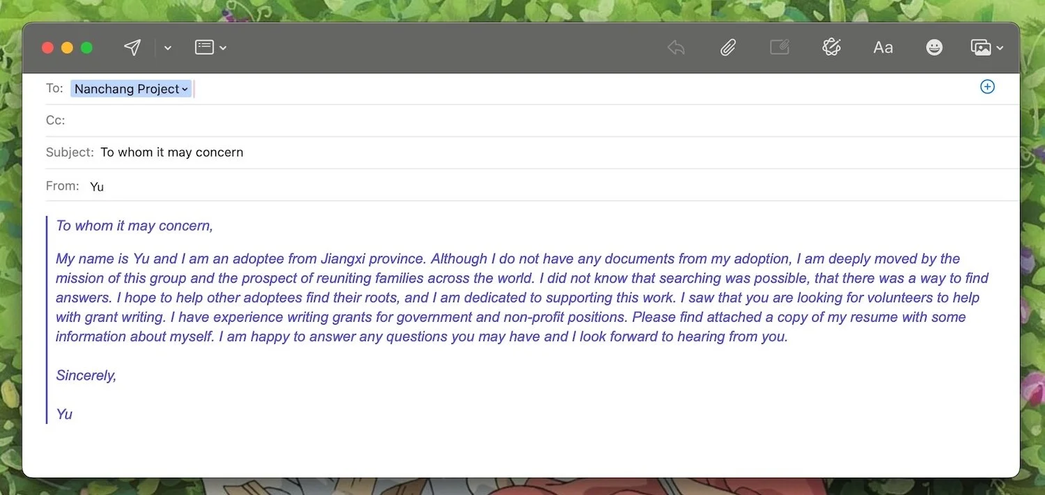 Picture of the email