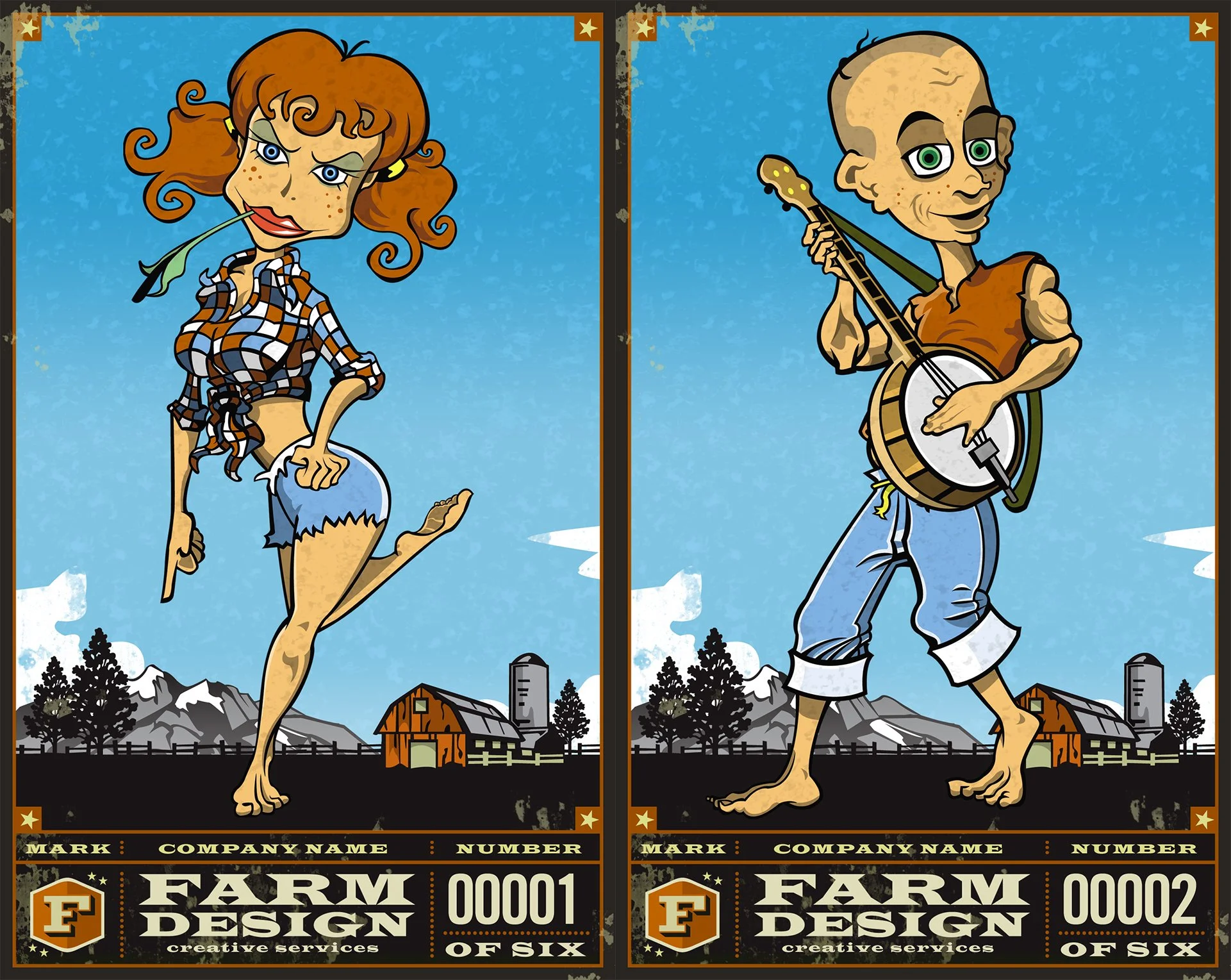 Farm Design Characters - Farm Girl & Banjo