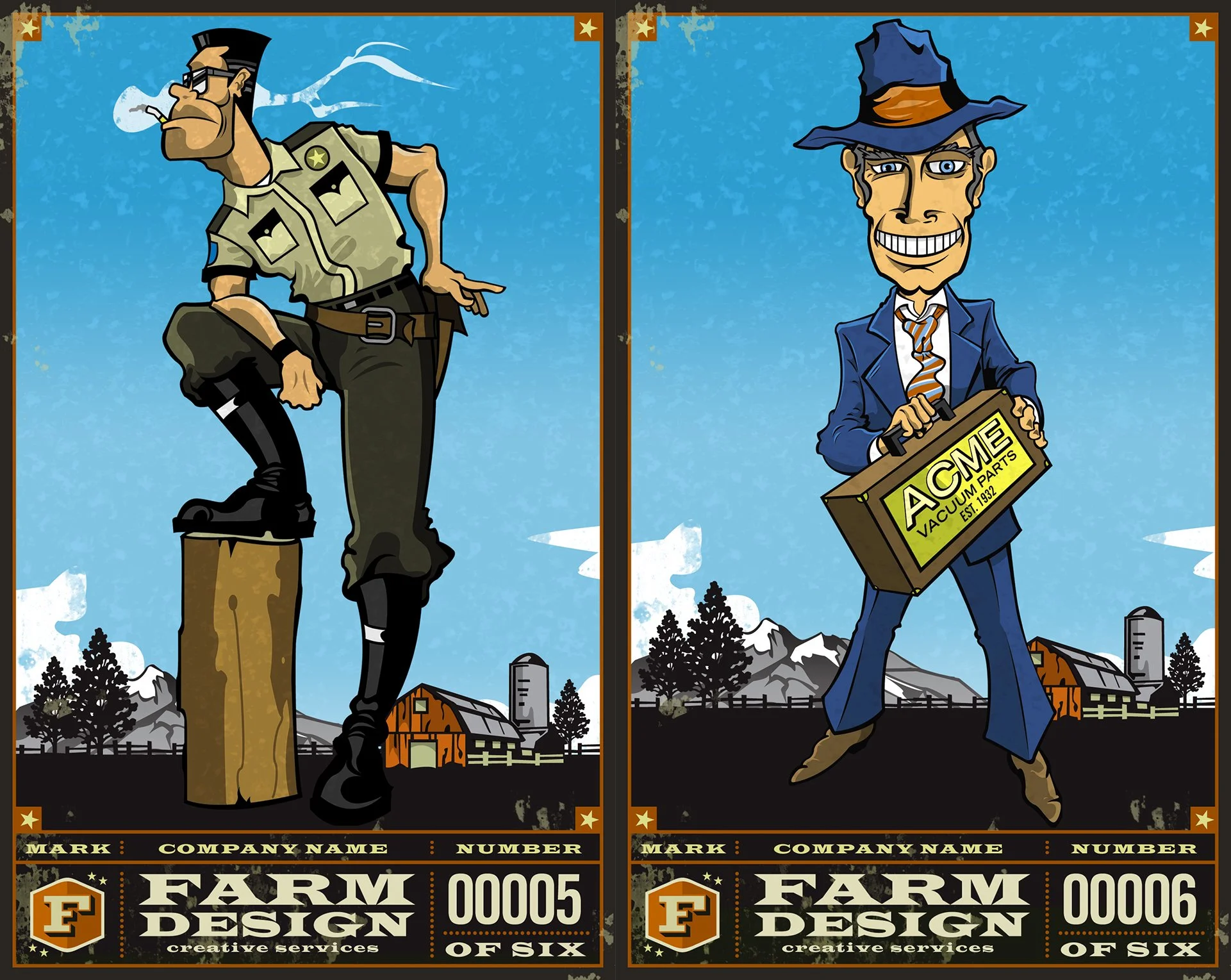 Farm Design Characters - Sheriff & Salesman