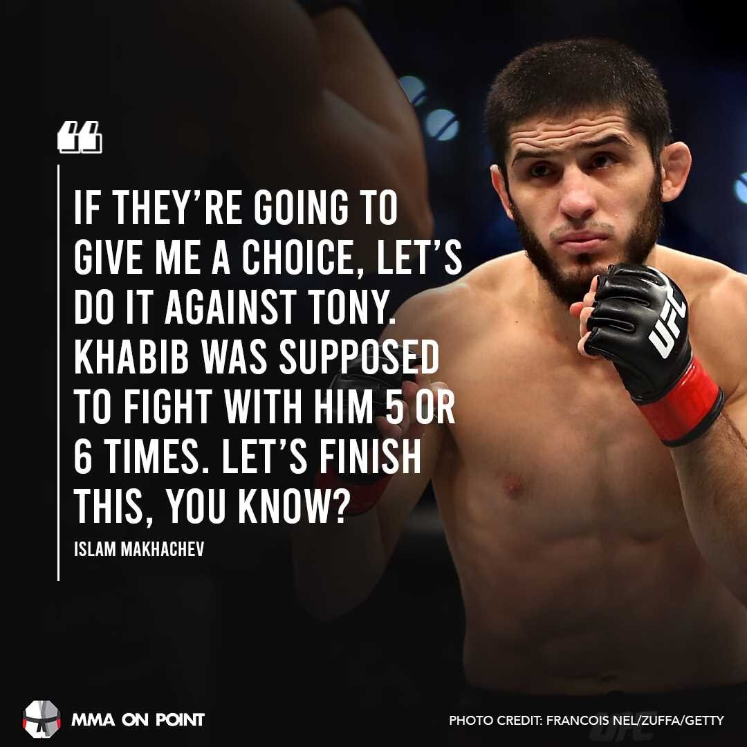 Islam Makhachev wouldn't turn down a name like Beneil Dariush, but if he could pick, he'd pick Tony Ferguson. Is this the fight to make? 🤔

Source, MMA Junkie: https://www.youtube.com/watch?v=6T5ukPq-xOc