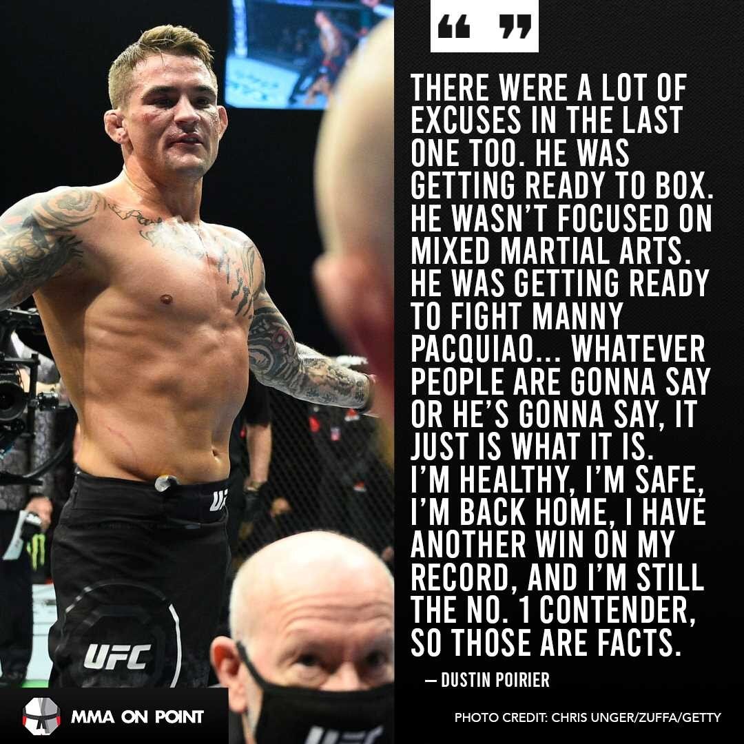 Excuses or not, Dustin Poirier isn't worried. 💎

Source, THE FIGHT with Teddy Atlas: https://www.youtube.com/watch?v=uYRnh5tXdOQ