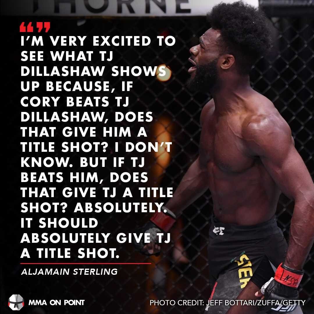 Aljamain Sterling believes a win for TJ should secure a title shot, but not so much for Cory Sandhagen. Agree? 🤔

Source, FunkMasterMMA: https://www.youtube.com/watch?v=GyxIcpXidfA