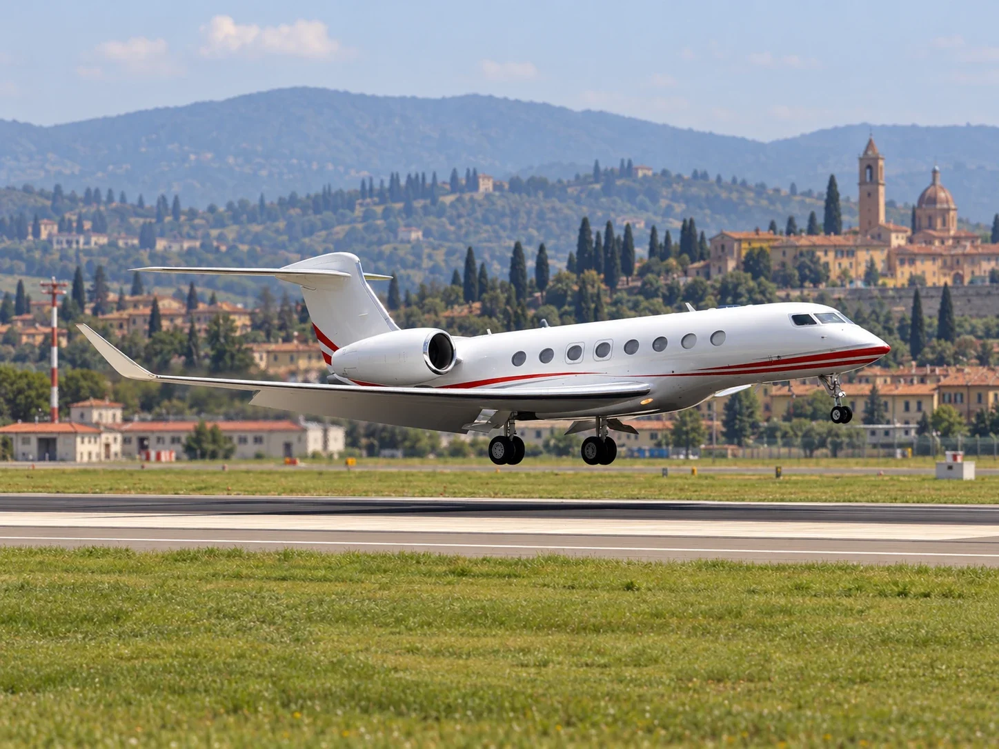 Gulfstream jet landing in Italy