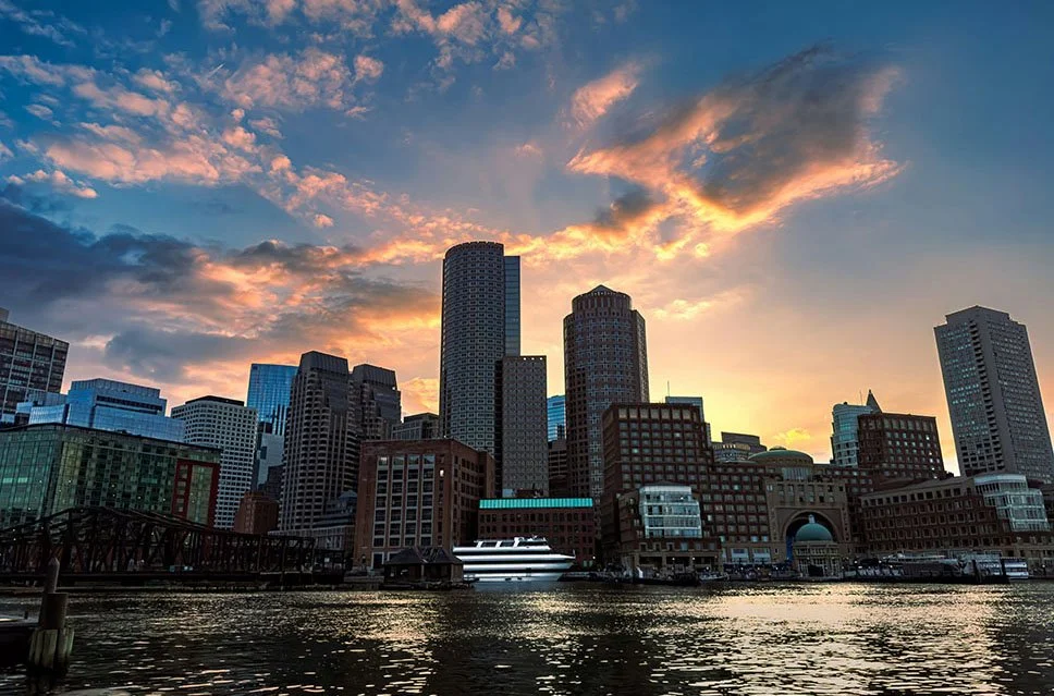 Sunset over Boston, MA