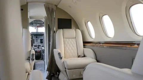 Luxury interior of a private jet