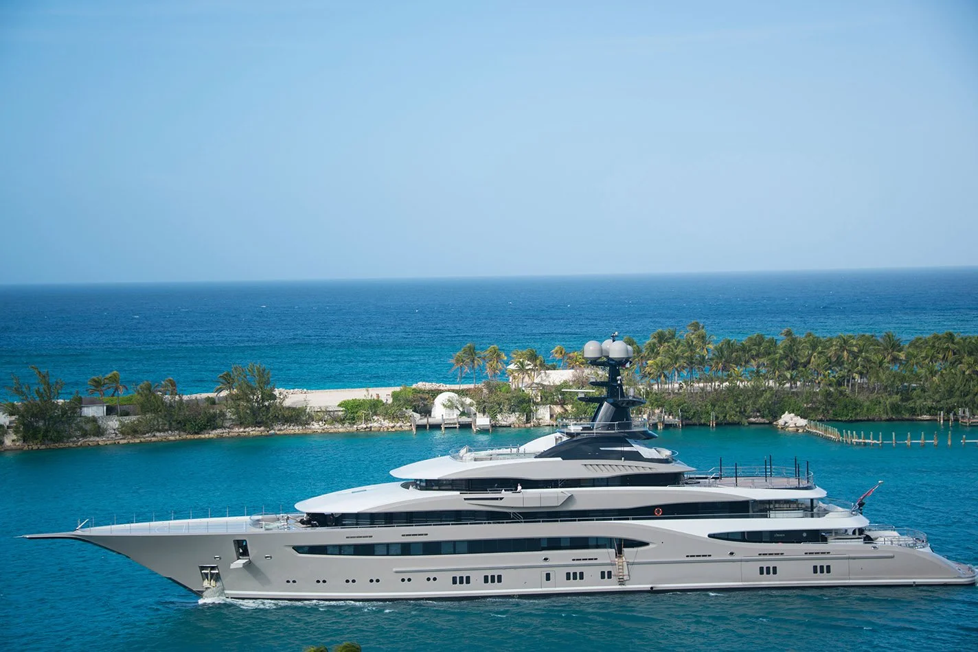 A luxurious private yacht in the Bahamas