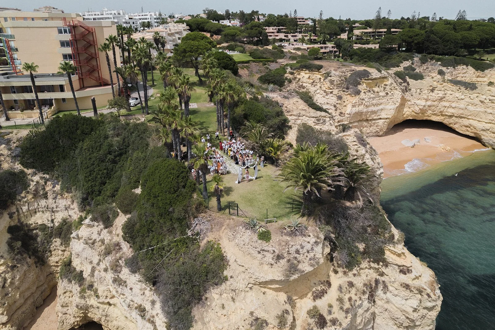 Algarve destination wedding venue in Portugal with coastal landscape and golden hour light