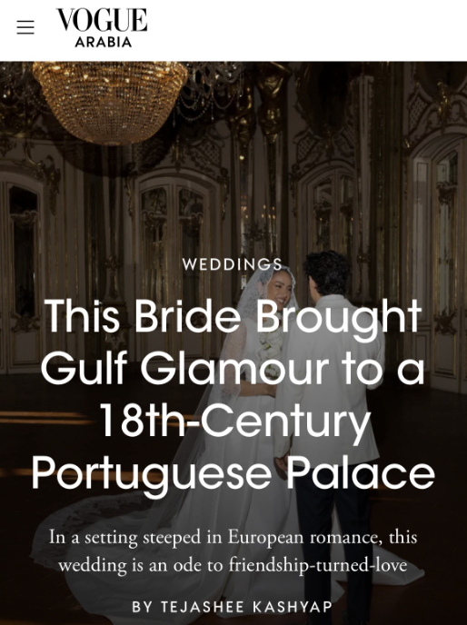 gulf glamour wedding on vouge arabia at Queluz Palace