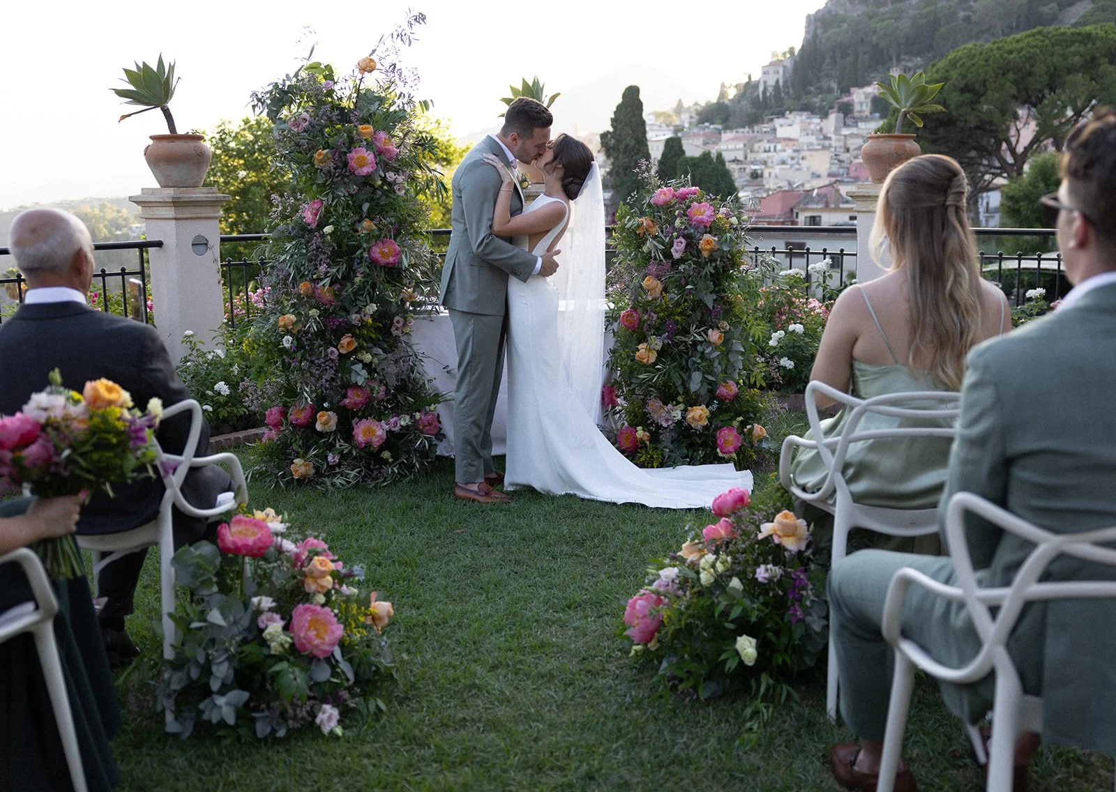 First kiss at the altar at a Grand Hotel Timeo wedding in Taormina, Sicily | The Lopes Photography