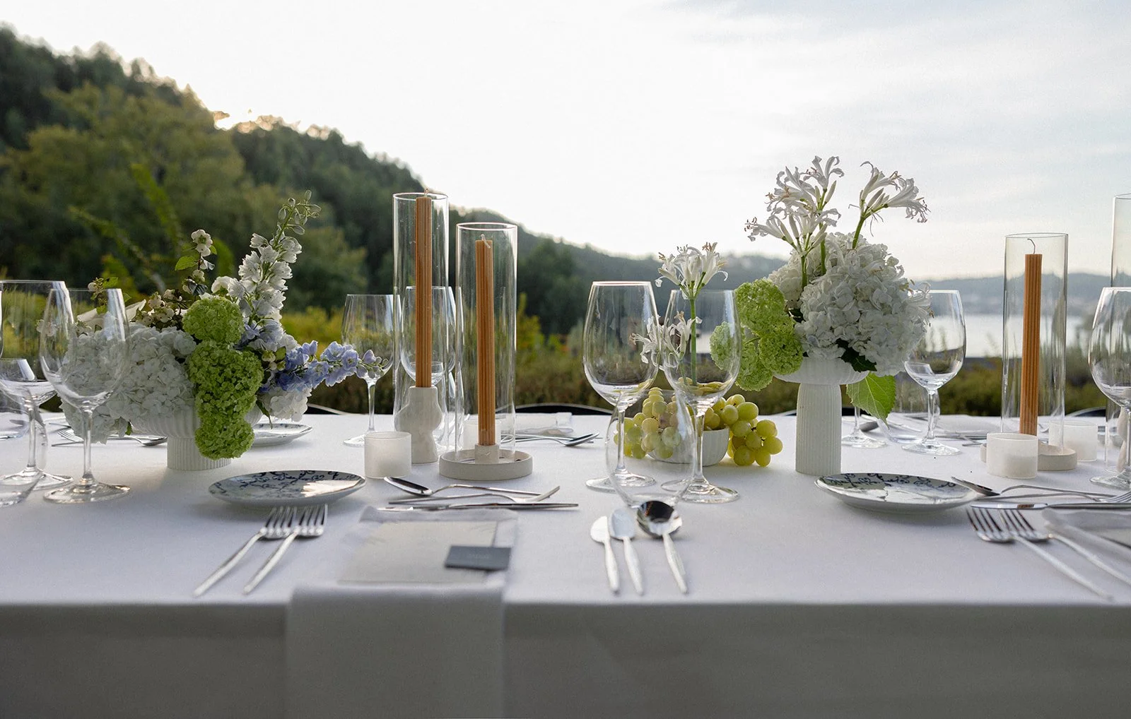 Wedding reception dinner detail at Raiva Restaurant, Octant Douro, Douro Valley Portugal