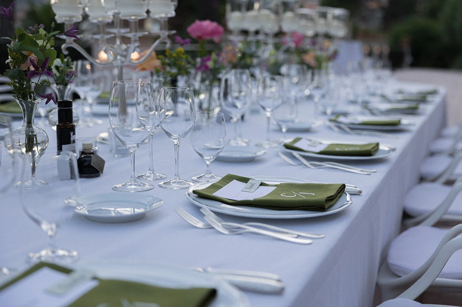 Reception table with white linens and candelabras, Belmond Grand Hotel Timeo, wedding photography by The Lopes Photography