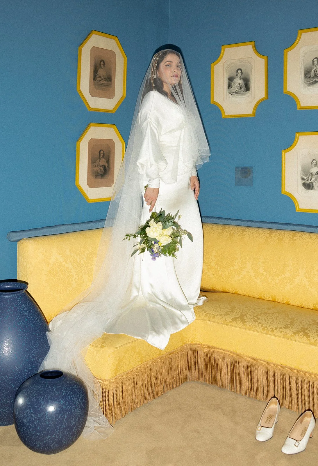 Editorial bridal portrait at Grémio Literário in Lisbon, photographed by The Lopes Photography
