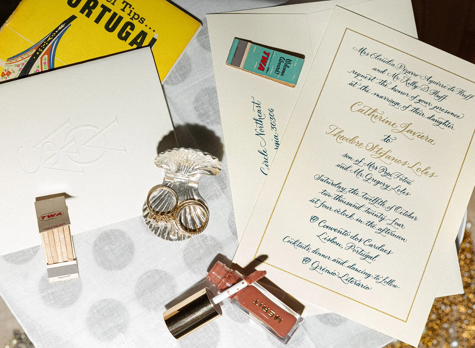 Portugal destination wedding planning details including passports and wedding stationery for foreign couples photographed by The Lopes Photography