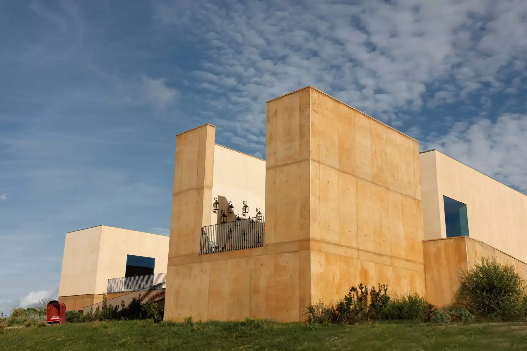 Modern minimalist facade of Praia do Canal Nature Retreat in Aljezur, Algarve, Portugal – clean architectural walls that work beautifully as a wedding ceremony backdrop.