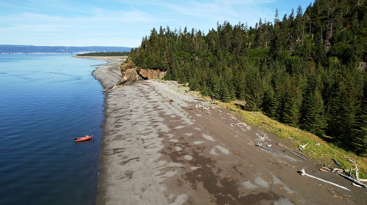 Aerial image of Right Beach in Kachemak Bay, Alaska