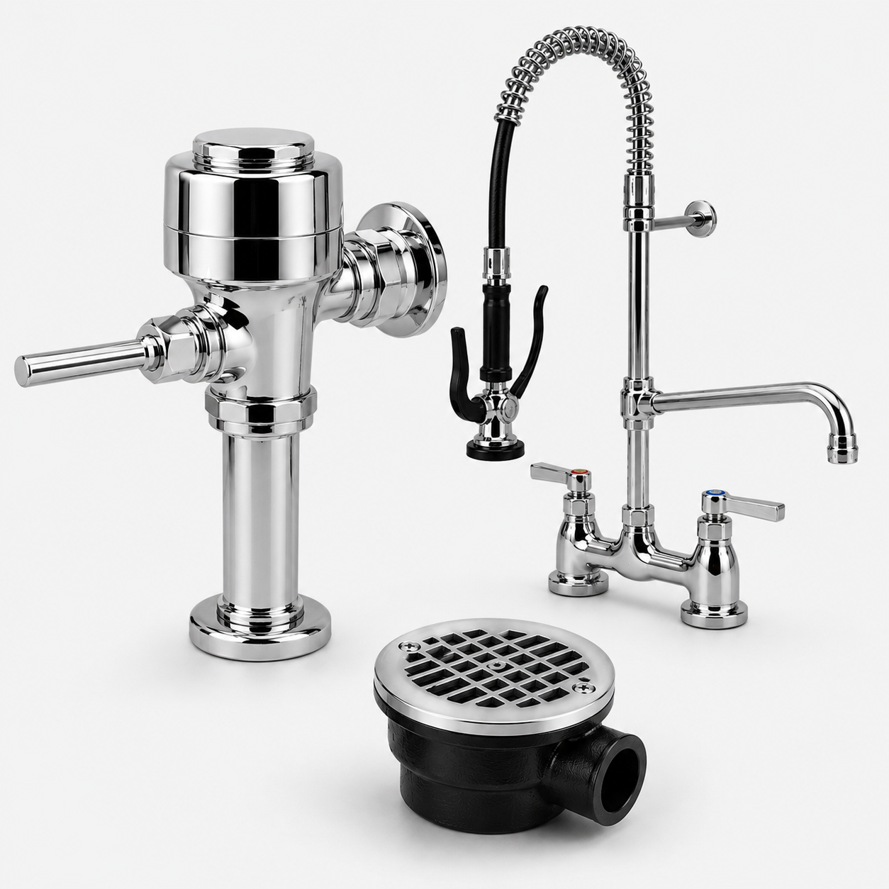 COMMERCIAL PLUMBING

Flush valves, commercial faucets, and drains.