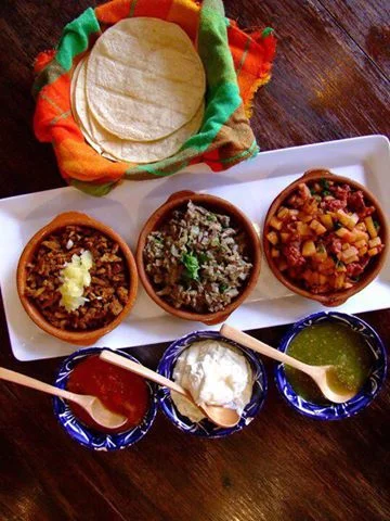Tortillas,salsas and delicious mexican dishes from 'Los Amates'.