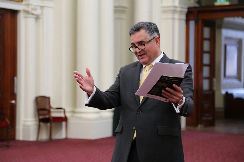 Telmo giving a speech at the Victorian Parliament