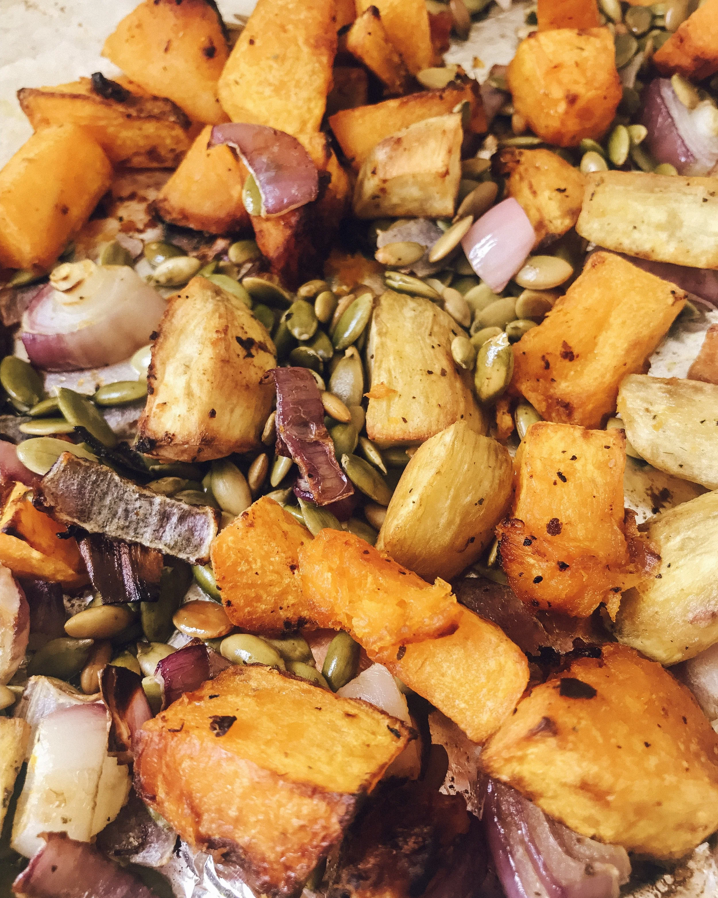 Roast veggies with pumpkin seeds