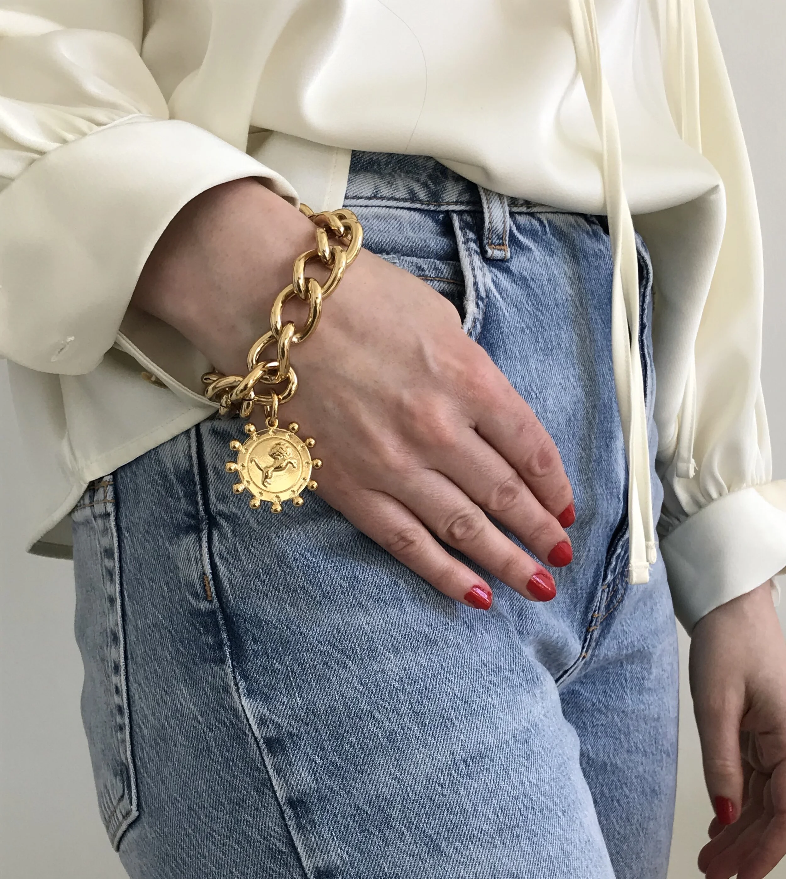 Leo Gold Plated Chunky Bracelet 