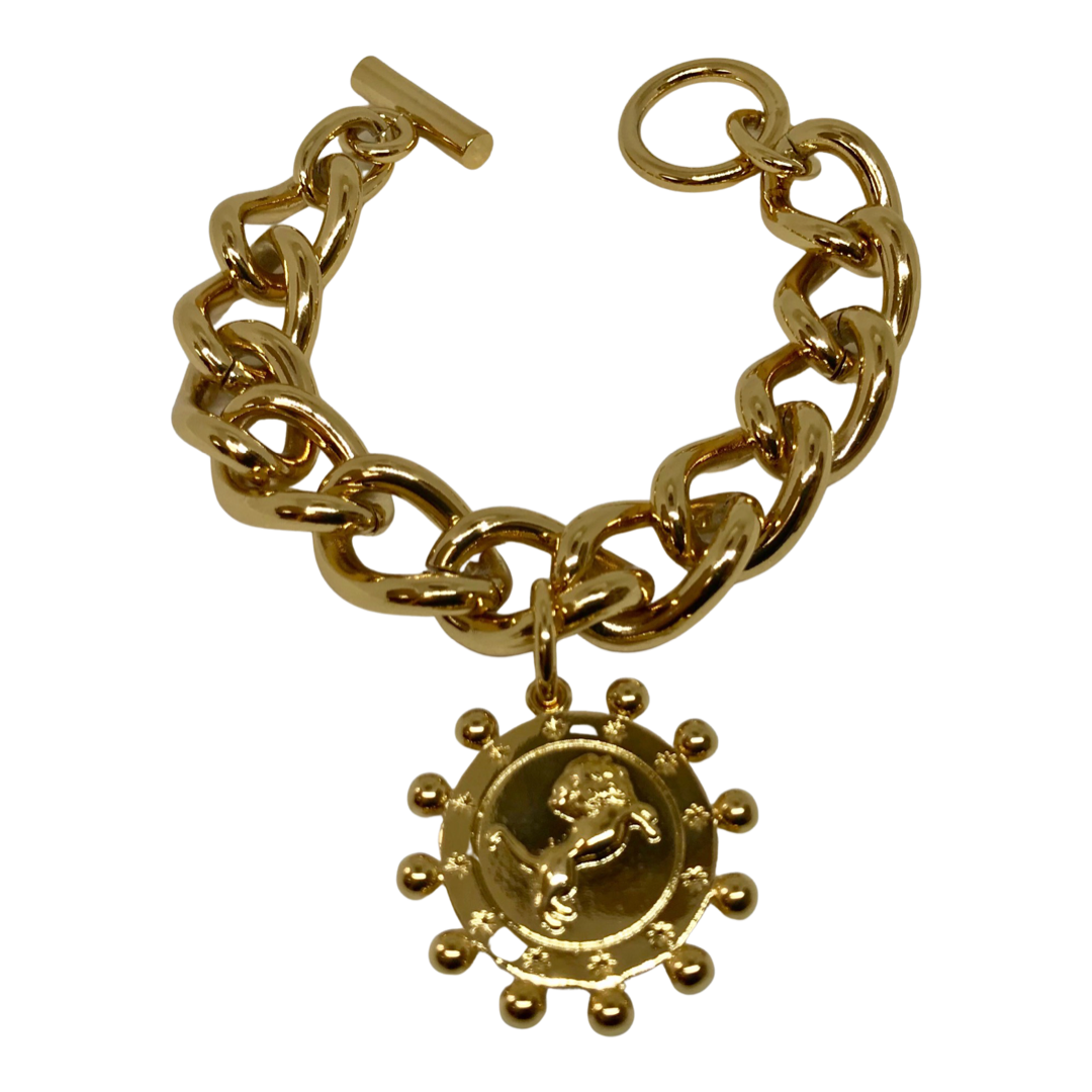 Leo Gold Plated Chunky Bracelet 
