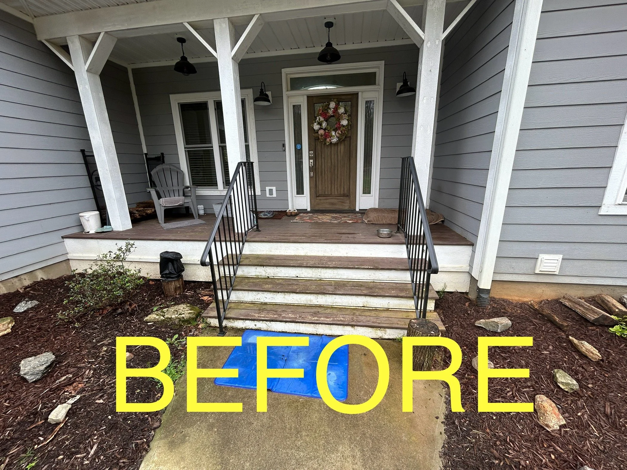Before photo - Freshly painted and clean porch completed by Zen Haven Handyman in Asheville, NC with sparkling finish