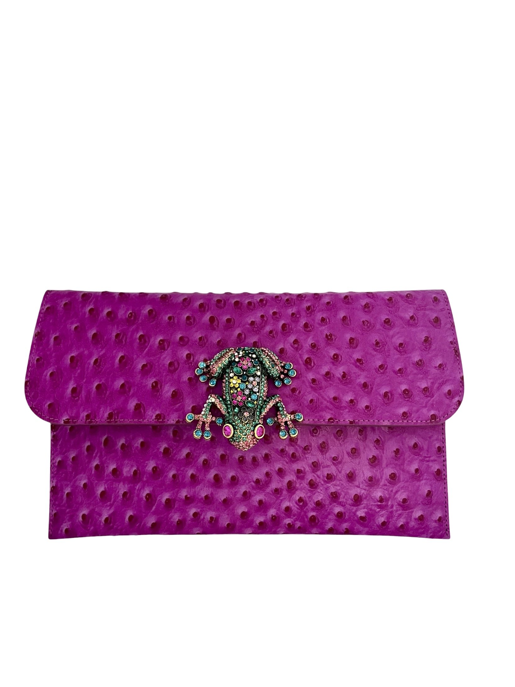 Frog handbag- pink ostrich