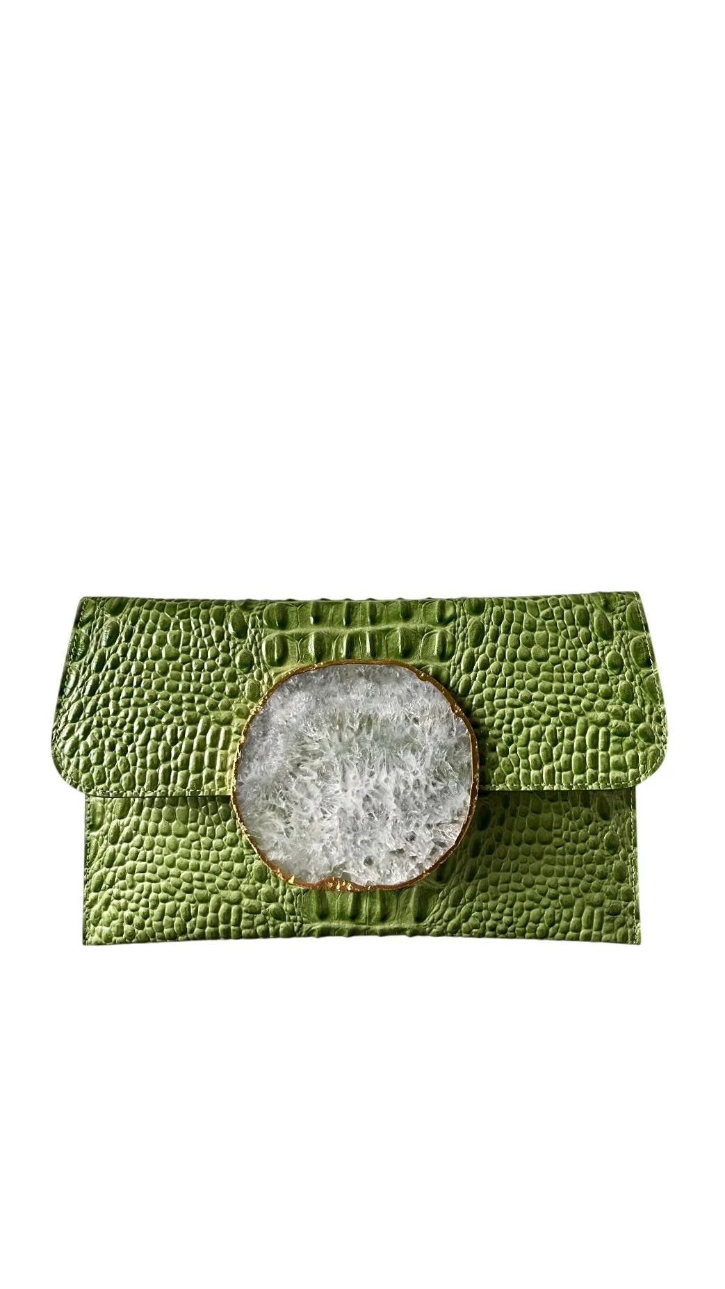 Geode purse- green croc